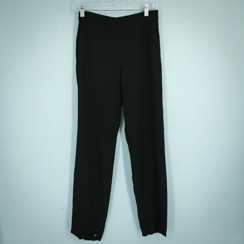 Babaton Aritzia Size 4 Black Conan Mid Rise Straight Leg Button Zip Dress Pants